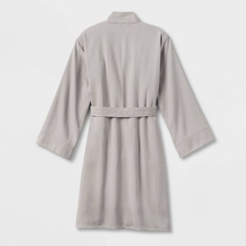 Open Box - Room Essentials - L/XL Bath Robe With Kimono Collar Gray  Gray